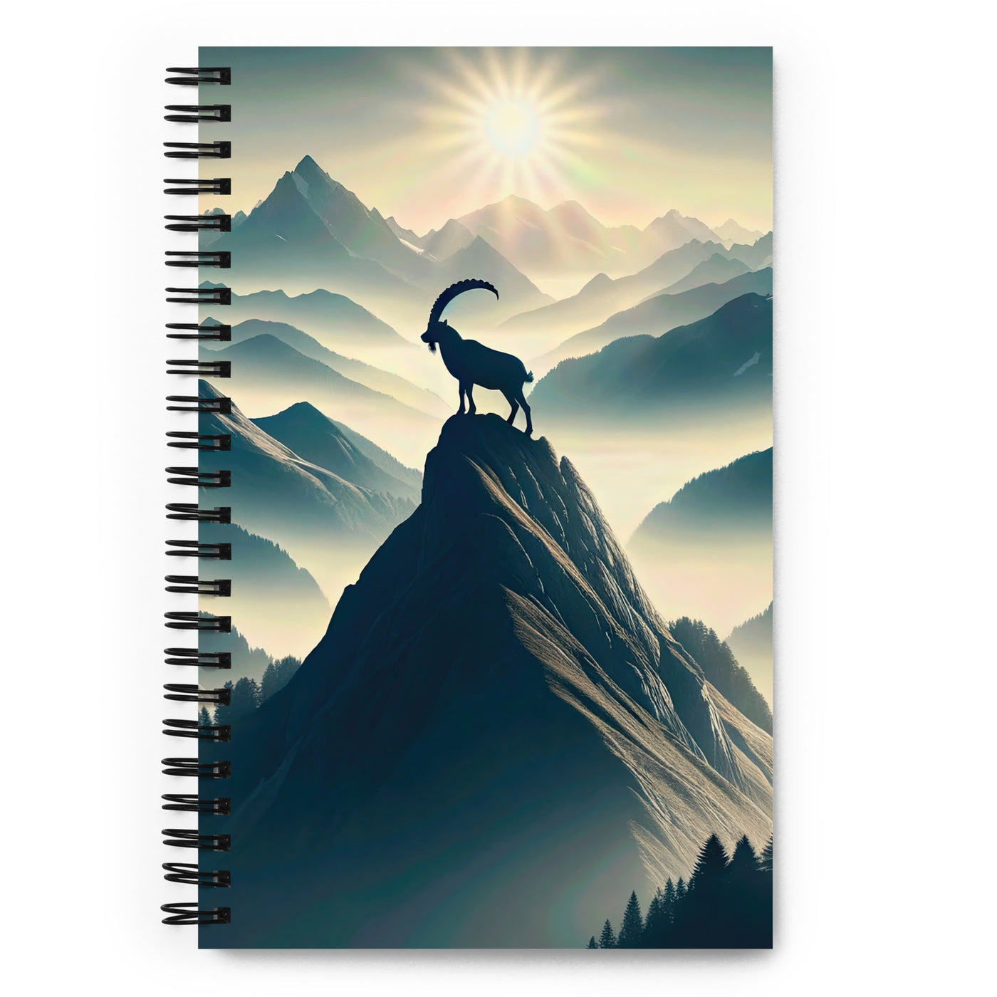 Morgendlicher Steinbock auf Alpengipfel, steile Berghänge - Notizbuch berge xxx yyy zzz Default Title