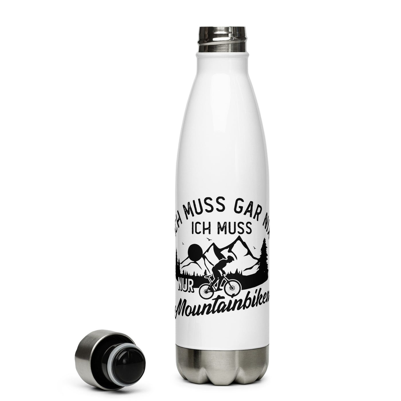 Ich Muss Gar Nix, Ich Muss Nur Mountainbiken - Edelstahl Trinkflasche mountainbike Default Title