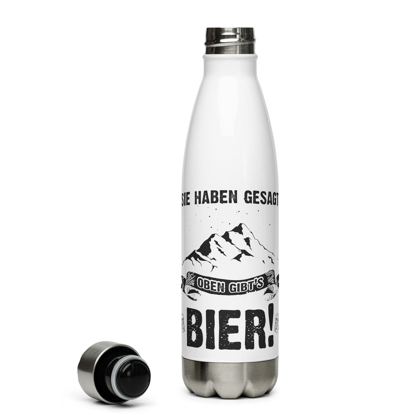 Sie Haben Gesagt Oben Gibts Bier - Edelstahl Trinkflasche berge wandern Default Title