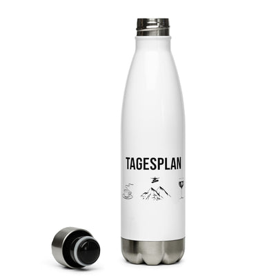 Tagesplan Kaffee, Snowboarden Und Wein - Edelstahl Trinkflasche snowboarden Default Title