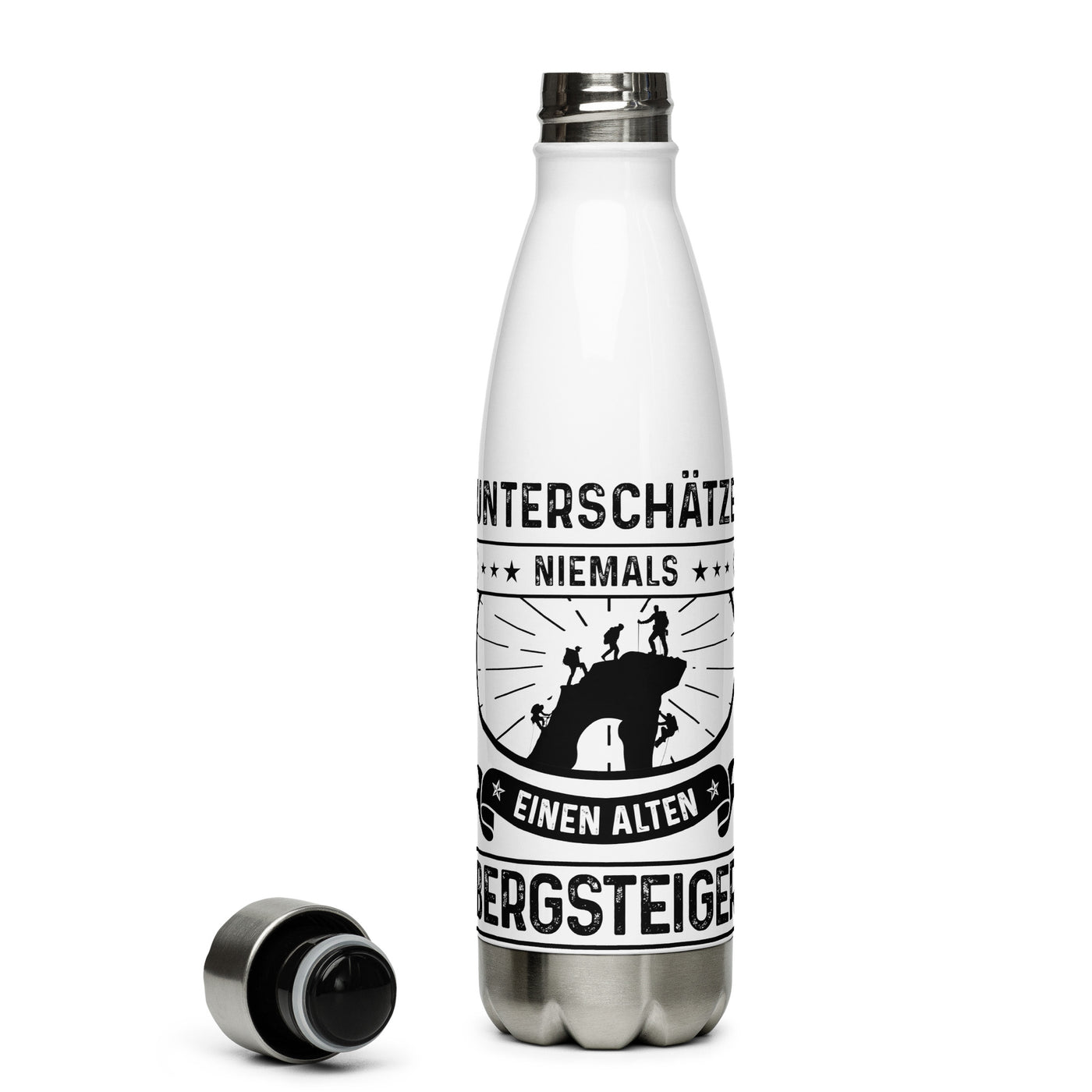 Unterschatze Niemals Einen Alten Bergsteiger - Edelstahl Trinkflasche klettern Default Title