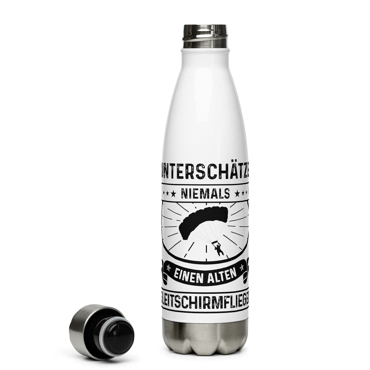 Unterschatze Niemals Einen Alten Gleitschirmflieger - Edelstahl Trinkflasche berge Default Title