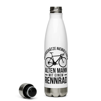 Unterschätze Niemals Einen Alten Mann Mit Einem Rennrad - Edelstahl Trinkflasche fahrrad Default Title