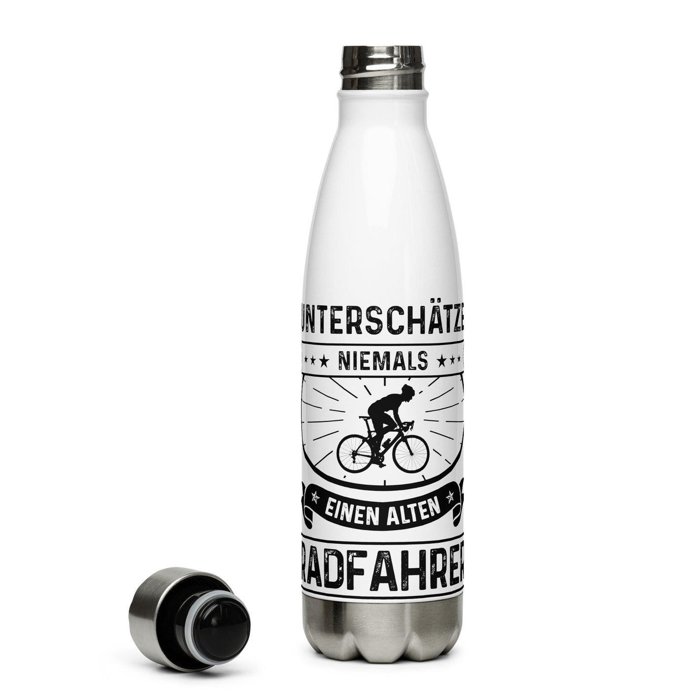 Unterschatze Niemals Einen Alten Radfahrer - Edelstahl Trinkflasche fahrrad Default Title