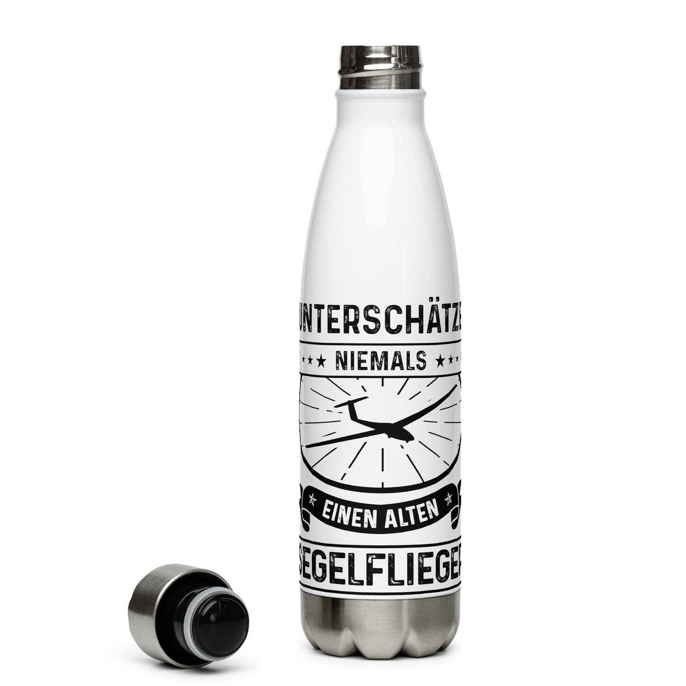 Unterschatze Niemals Einen Alten Segelflieger - Edelstahl Trinkflasche berge Default Title