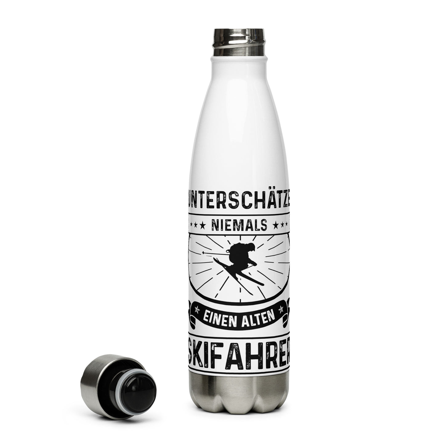 Unterschatze Niemals Einen Alten Skifahrer - Edelstahl Trinkflasche klettern ski Default Title