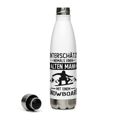 Unterschätze Niemals Einen Alter Mann Mit Einem Snowboard - Edelstahl Trinkflasche snowboarden Default Title