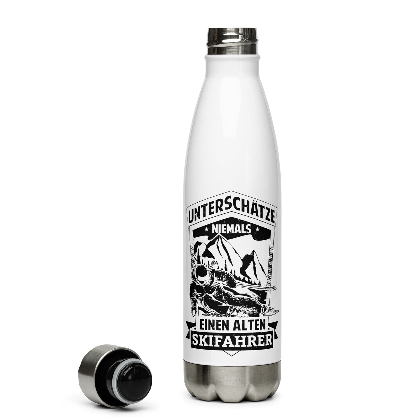 Unterschätze Niemals Nen Alten Skifahrer - Edelstahl Trinkflasche klettern ski Default Title