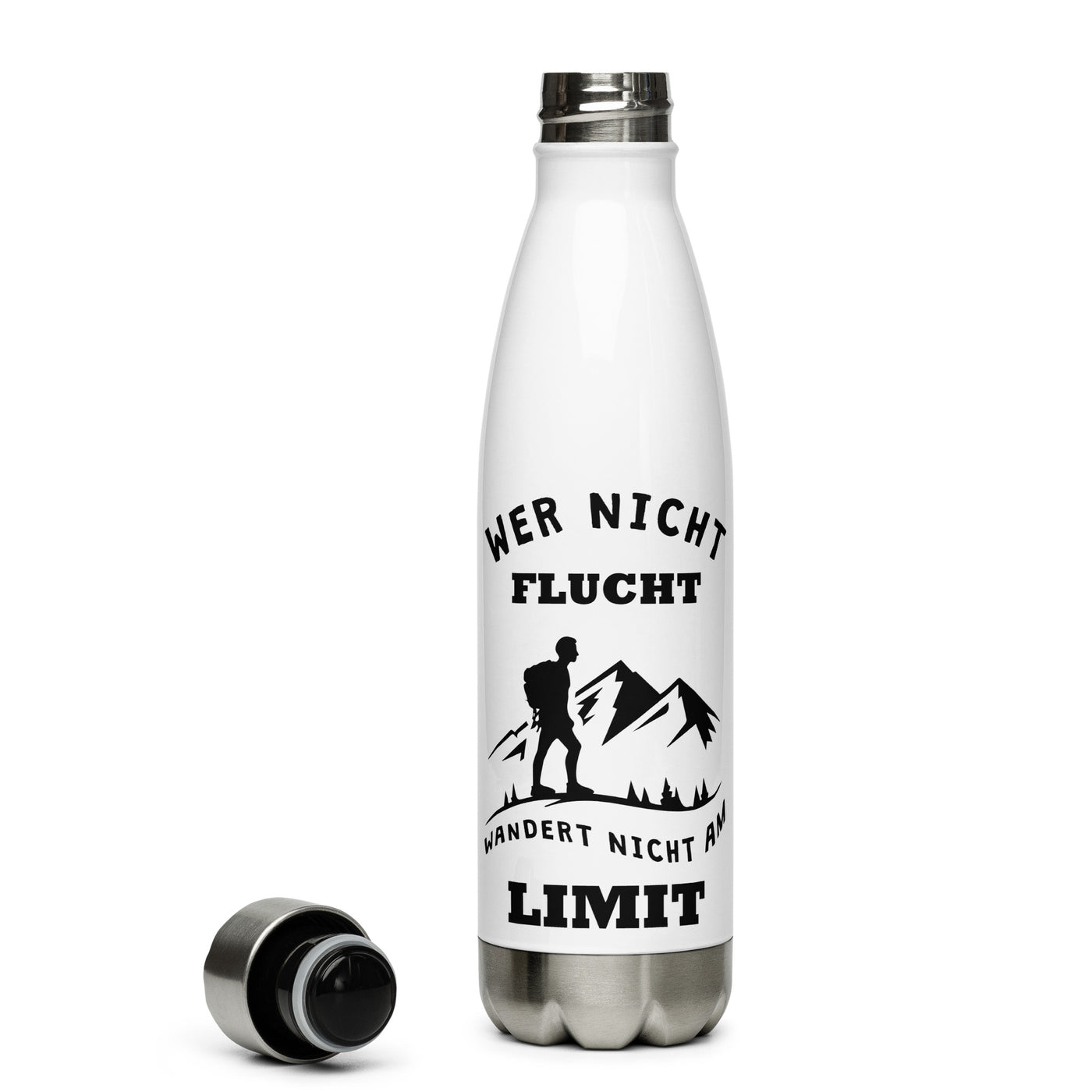 Wer Nicht Flucht Wandert Nicht Am Limit - Edelstahl Trinkflasche berge Default Title