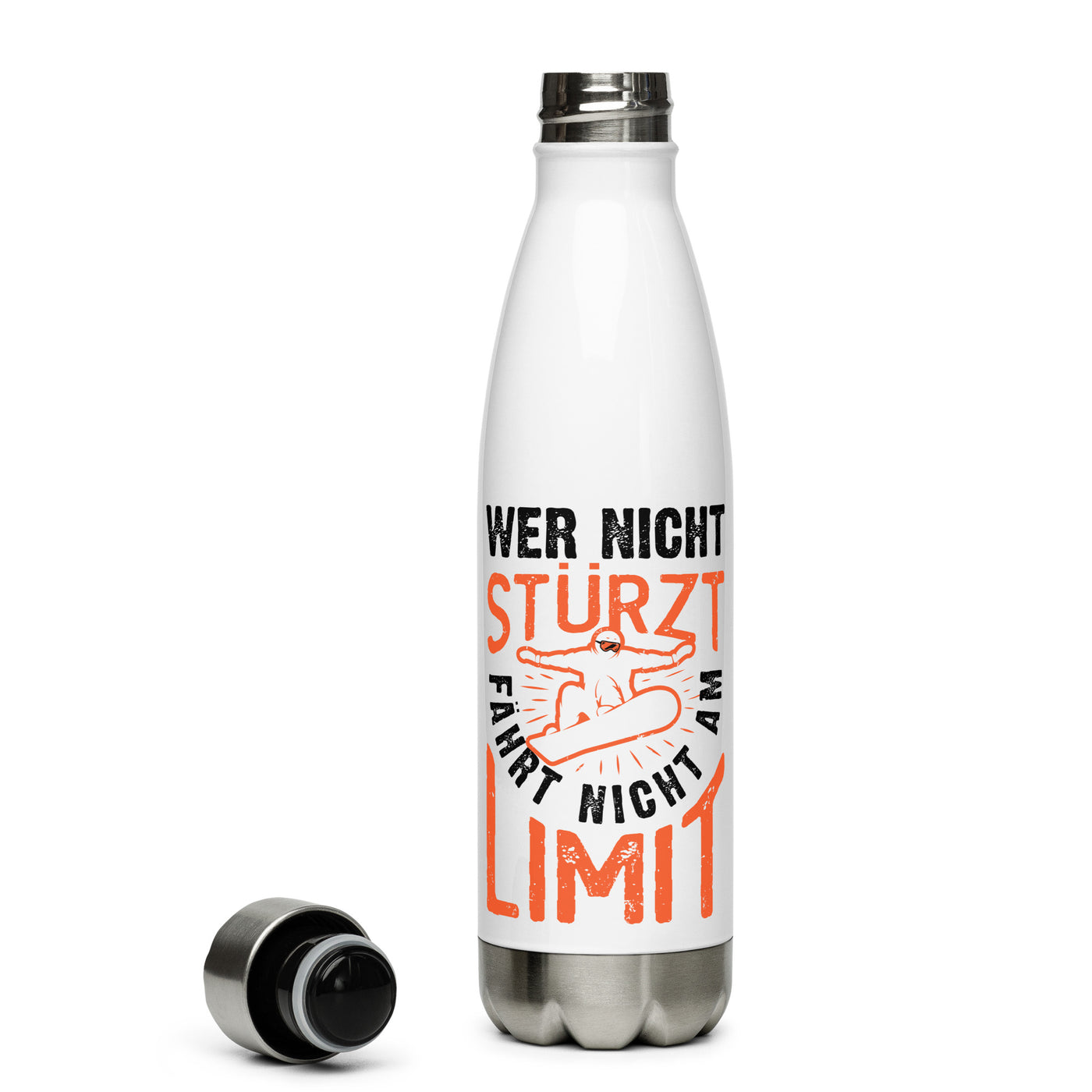 Wer Nicht Stürzt Fährt Nicht Am Limit - Edelstahl Trinkflasche snowboarden Default Title