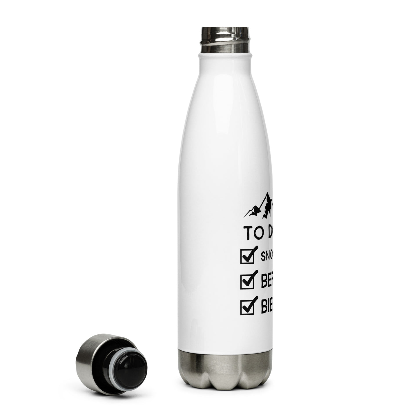 To Do Liste - Snowboarden, Berge, Bier - Edelstahl Trinkflasche snowboarden