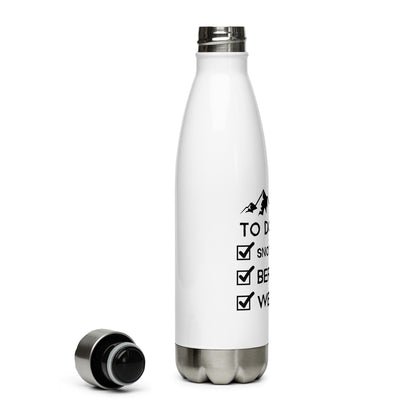 To Do Liste - Snowboarden, Berge, Wein - Edelstahl Trinkflasche snowboarden