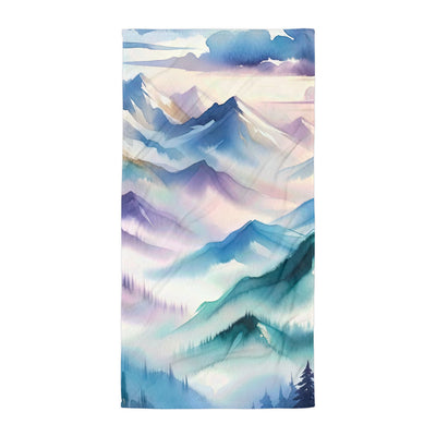 Ein Aquarellgemälde der Alpen in einem sanften, traumhaften Stil. Die Berge werden in Strichen mit Gold wiedergegeben - Handtuch berge xxx yyy zzz Default Title