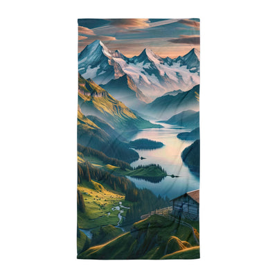 Schweizer Flagge, Alpenidylle: Dämmerlicht, epische Berge und stille Gewässer - Handtuch berge xxx yyy zzz Default Title