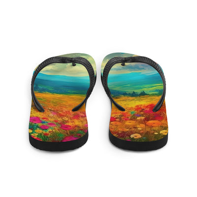 Berglandschaft und schöne farbige Blumen - Malerei - Flip Flops berge xxx