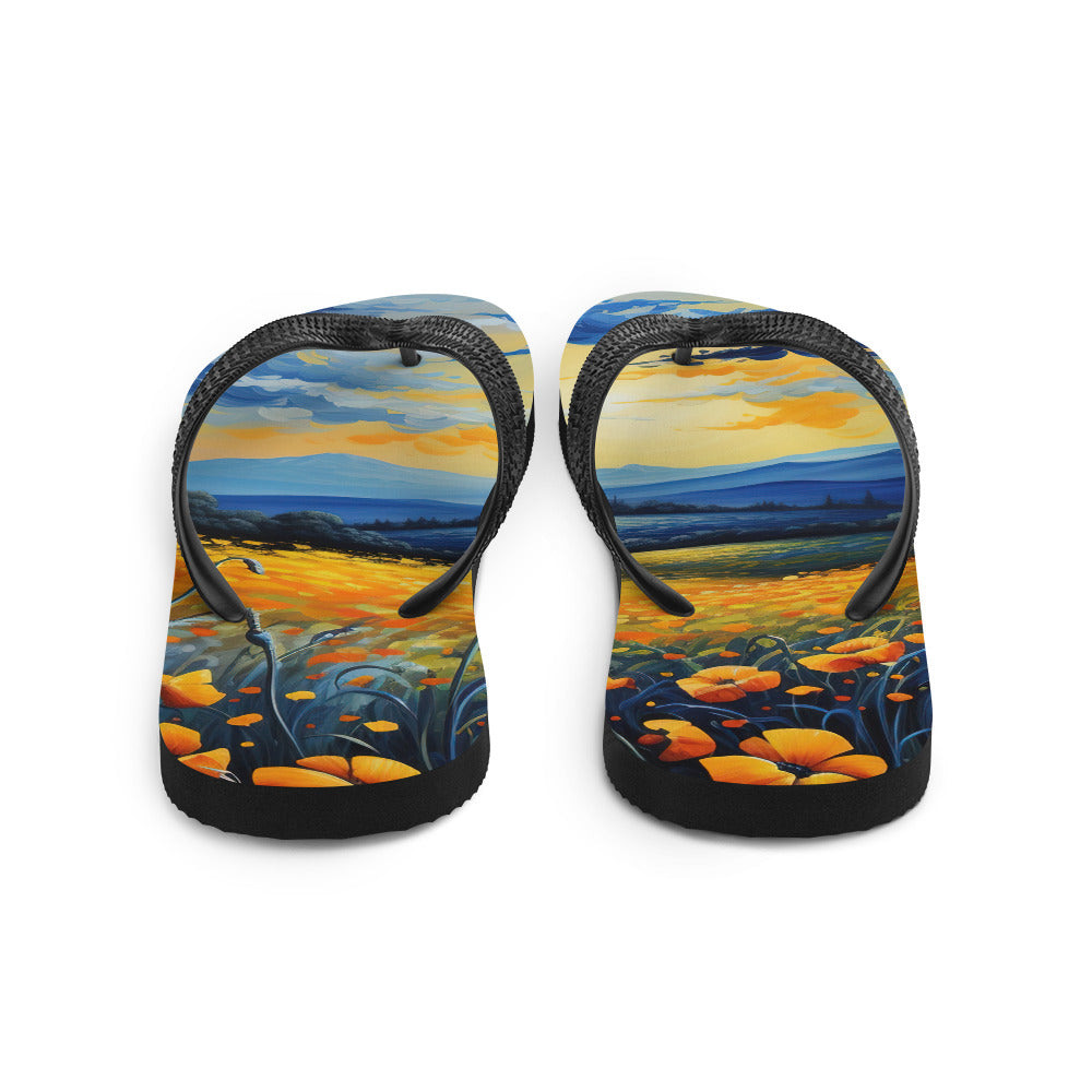 Berglandschaft mit schönen gelben Blumen - Landschaftsmalerei - Flip Flops berge xxx