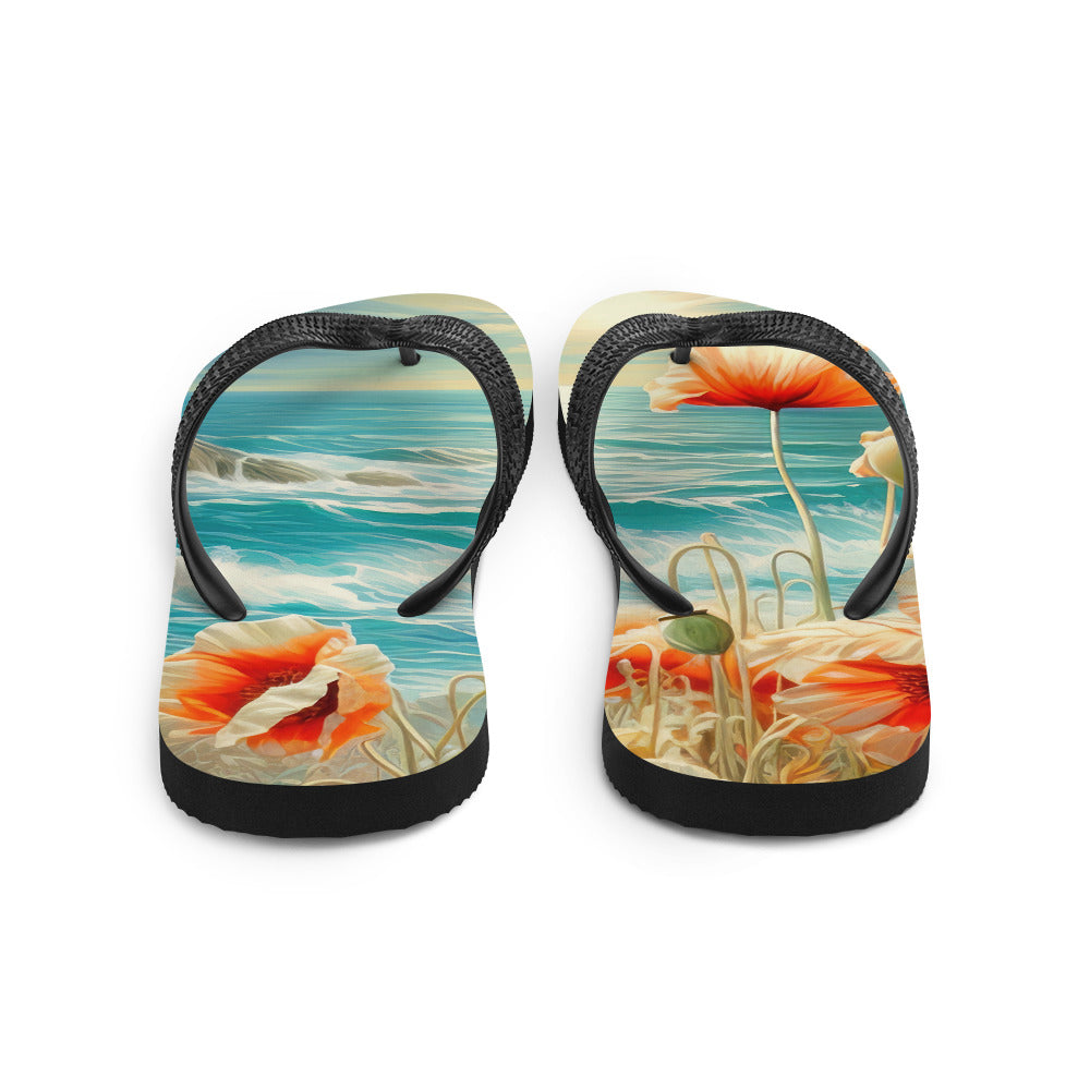 Blumen, Meer und Sonne - Malerei - Flip Flops camping xxx