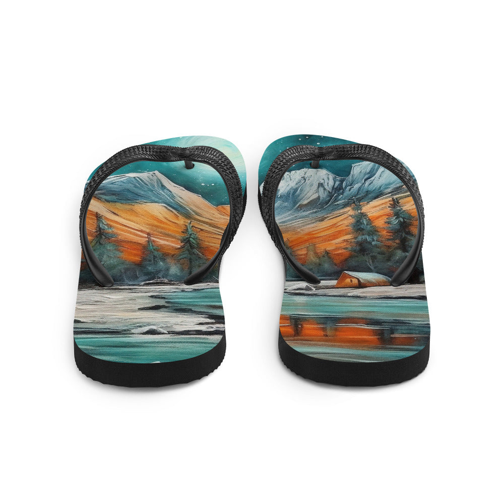 Berglandschaft und Zelte - Nachtstimmung - Landschaftsmalerei - Flip Flops camping xxx