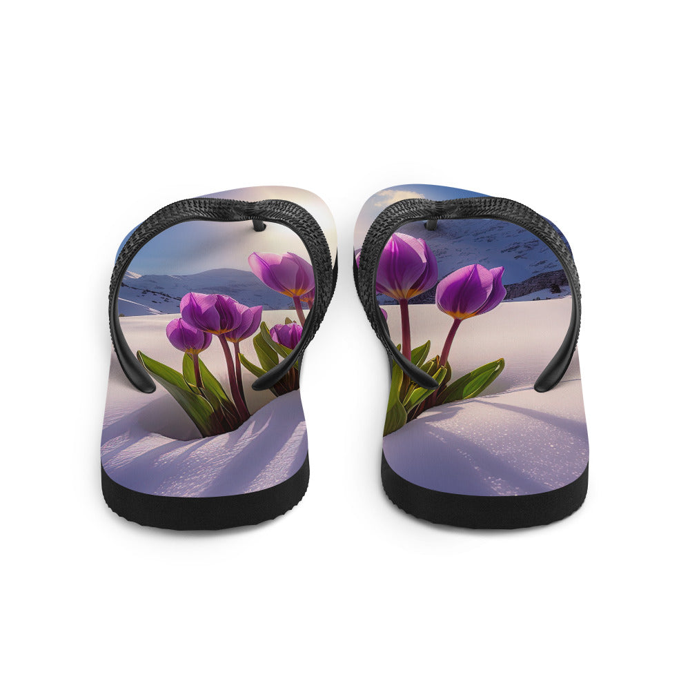 Tulpen im Schnee und in den Bergen - Blumen im Winter - Flip Flops berge xxx