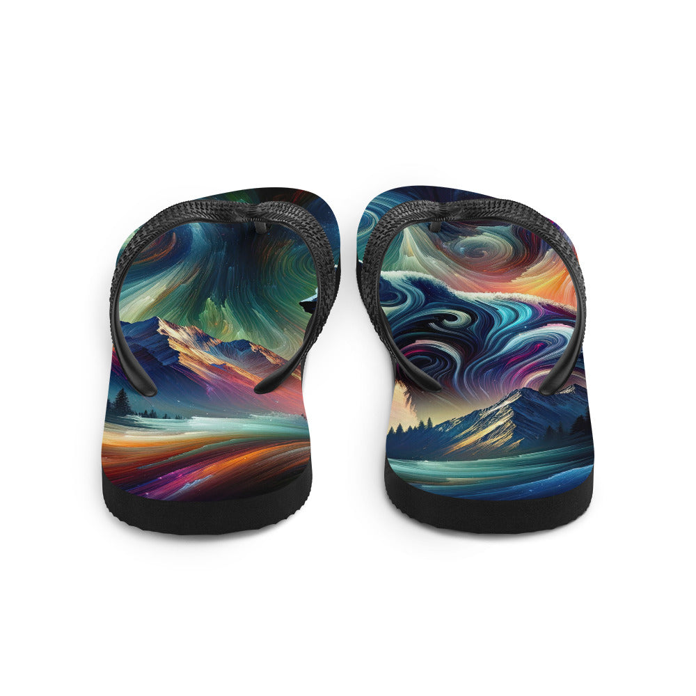 Abstrakte Kunst, die majestätischen Alpen mit Farben und komplizierten Mustern darstellt. Markante Bären Silhouette - Sublimation Flip camping xxx yyy zzz