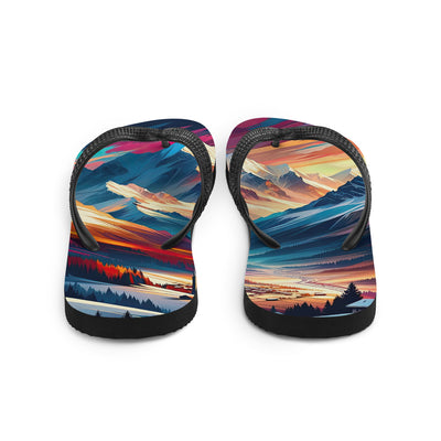 Moderne geometrische Alpen Kunst: Warmer Sonnenuntergangs Schein auf Schneegipfeln - Flip Flops berge xxx yyy zzz