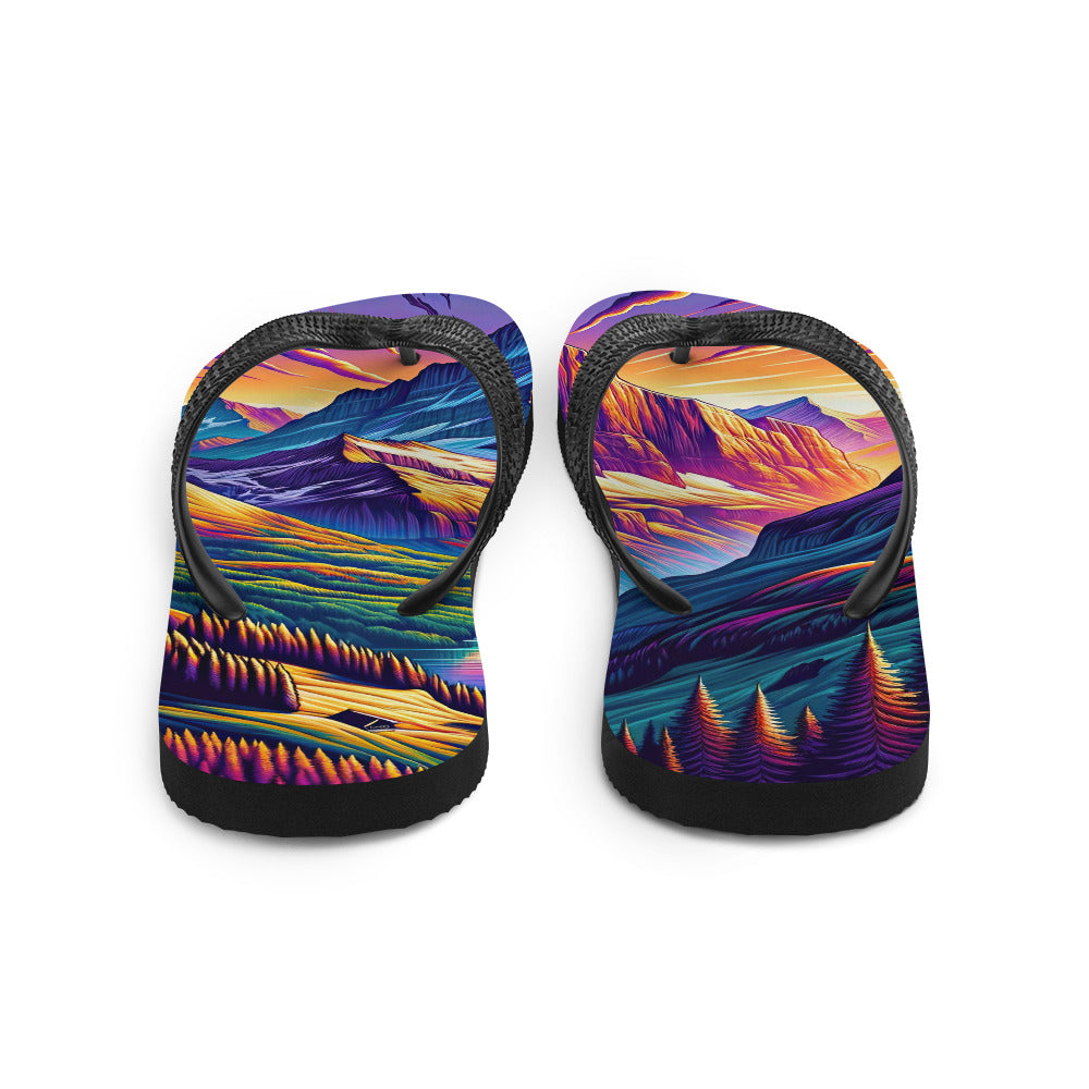 Bergpracht mit Schweizer Flagge: Farbenfrohe Illustration einer Berglandschaft - Flip Flops berge xxx yyy zzz