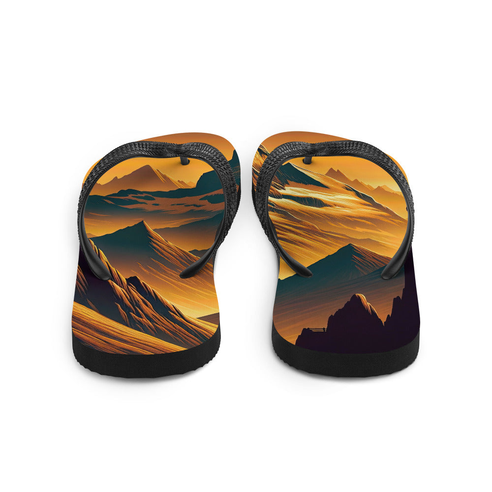 Fuchs in Alpen-Sonnenuntergang, goldene Berge und tiefe Täler - Flip Flops camping xxx yyy zzz