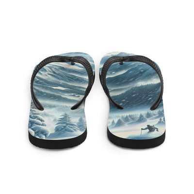 Alpine Wildnis im Wintersturm mit Skifahrer, verschneite Landschaft - Flip Flops klettern ski xxx yyy zzz