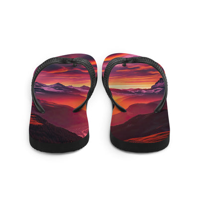 Foto der Schweizer Alpen im Sonnenuntergang, Himmel in surreal glänzenden Farbtönen - Flip Flops wandern xxx yyy zzz