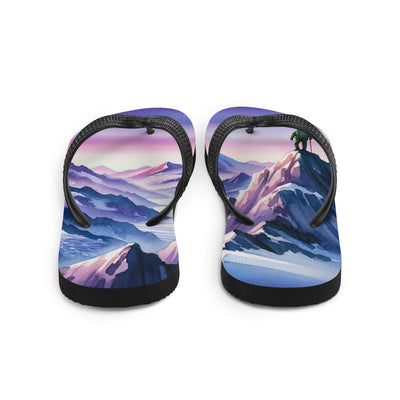 Aquarell eines Bergsteigers auf einem Alpengipfel in der Abenddämmerung - Flip Flops wandern xxx yyy zzz