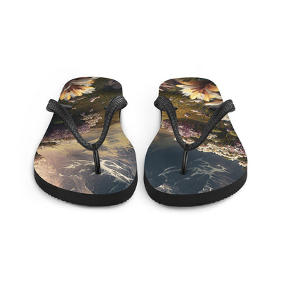 Epischer Berg, steiniger Weg und Blumen - Realistische Malerei - Flip Flops berge xxx