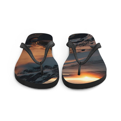 Heißer Kaffee auf einem schneebedeckten Berg - Flip Flops berge xxx