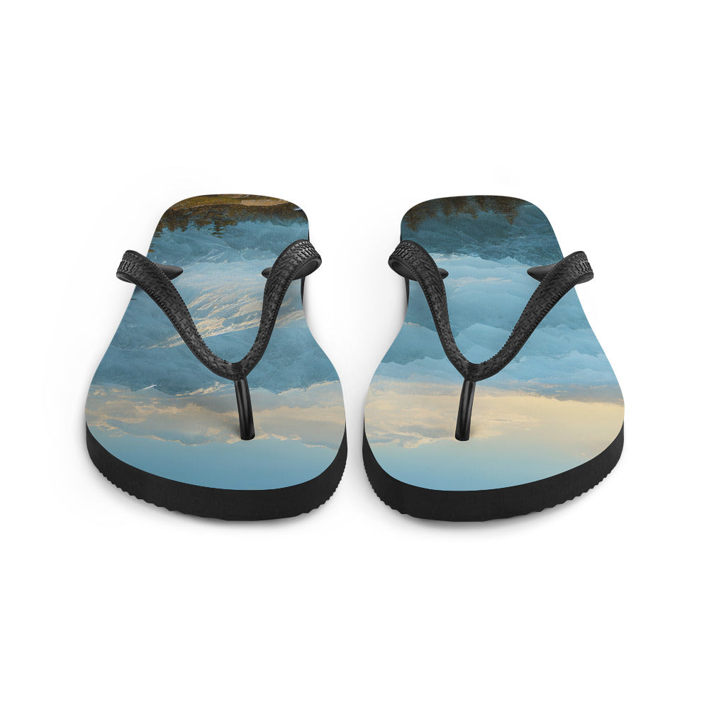 Schöne Berge mit Nebel bedeckt - Ölmalerei - Flip Flops berge xxx