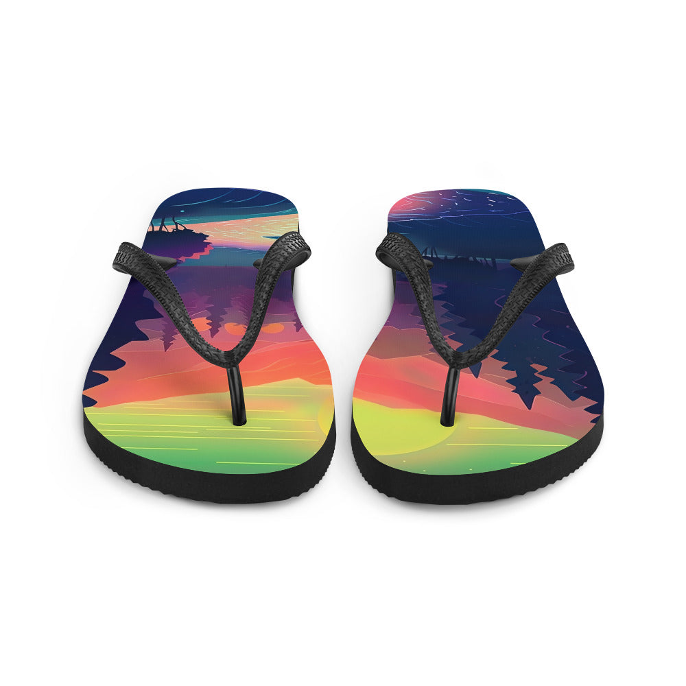 Berge, Fluss, Sonnenuntergang - Malerei - Flip Flops berge xxx