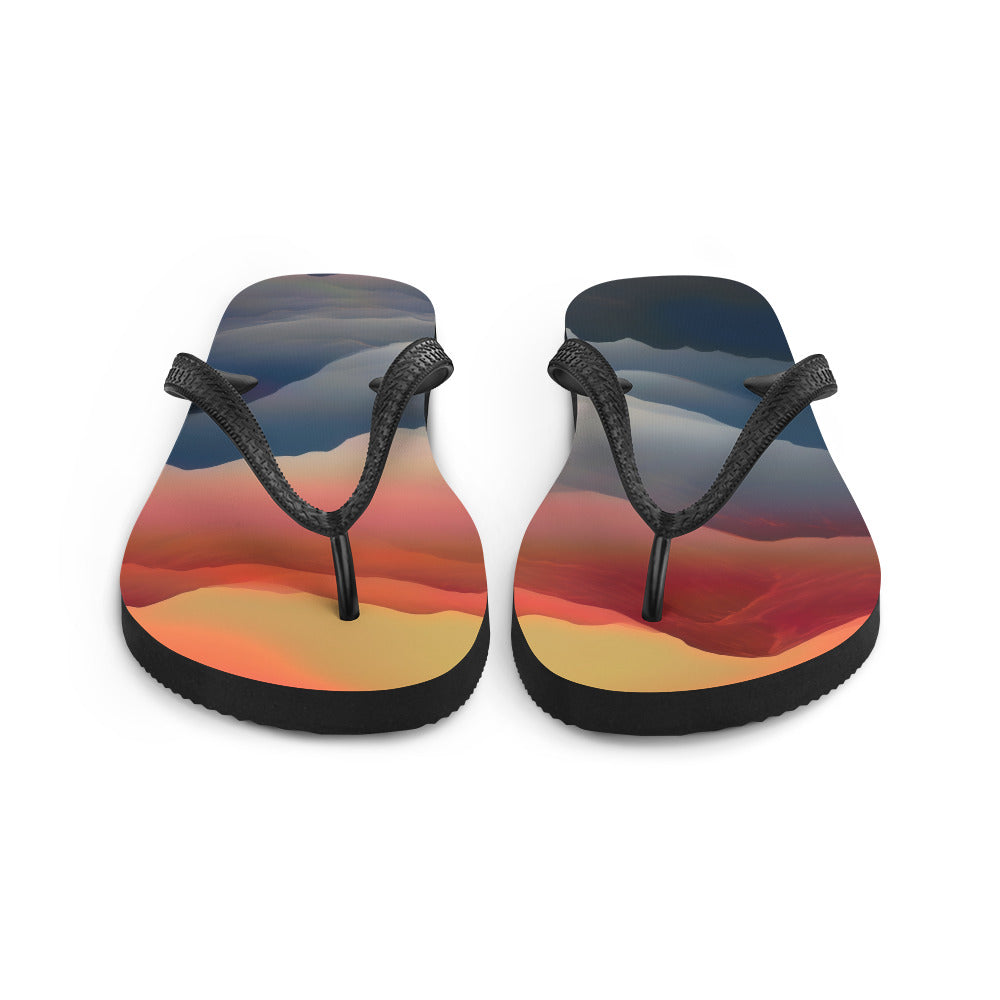 Sonnteruntergang, Gebirge und Nebel - Landschaftsmalerei - Flip Flops berge xxx