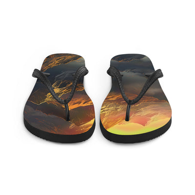 Wunderschöne Himalaya Gebirge im Nebel und Sonnenuntergang - Malerei - Flip Flops berge xxx