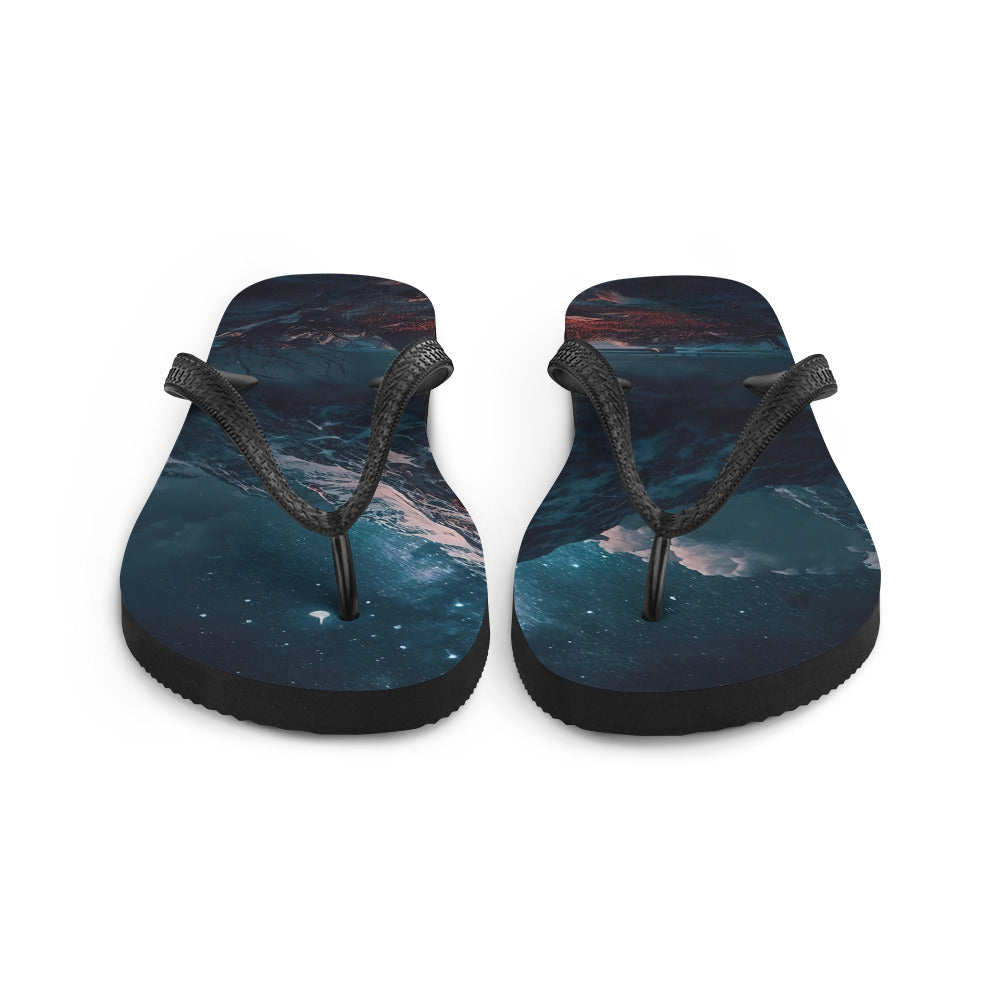 Zelt und Berg in der Nacht - Sterne am Himmel - Landschaftsmalerei - Flip Flops camping xxx