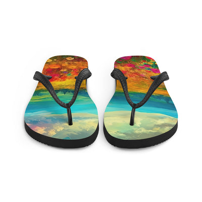 Berglandschaft und schöne farbige Blumen - Malerei - Flip Flops berge xxx