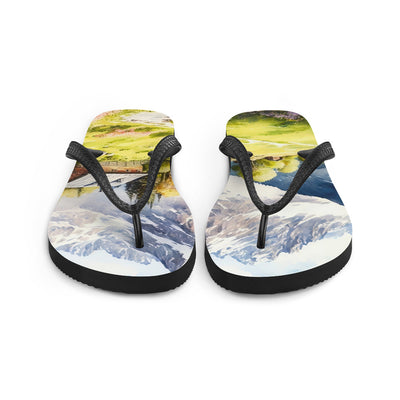 Epische Berge und Berghütte - Landschaftsmalerei - Flip Flops berge xxx