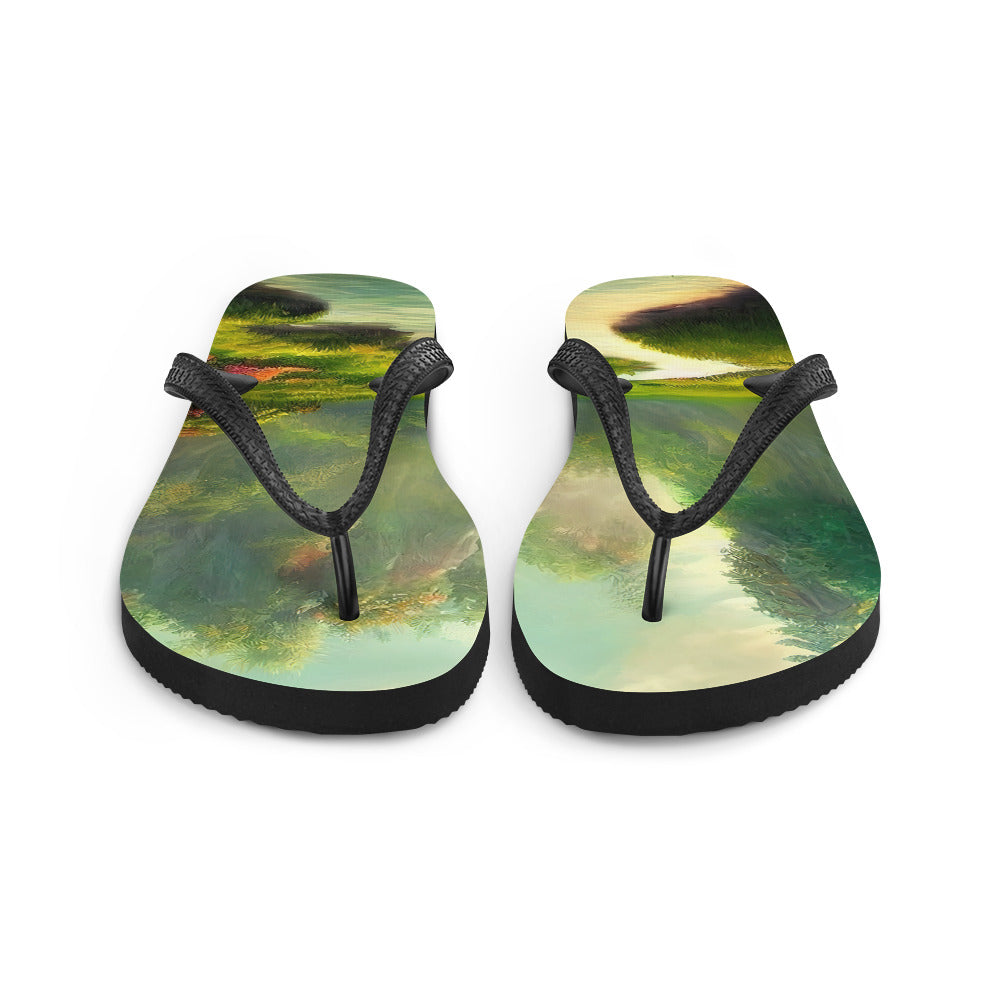 Bach im tropischen Wald - Landschaftsmalerei - Flip Flops camping xxx