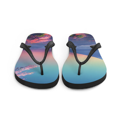 Berg und Wald mit pinken Bäumen - Landschaftsmalerei - Flip Flops berge xxx