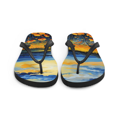 Berglandschaft mit schönen gelben Blumen - Landschaftsmalerei - Flip Flops berge xxx