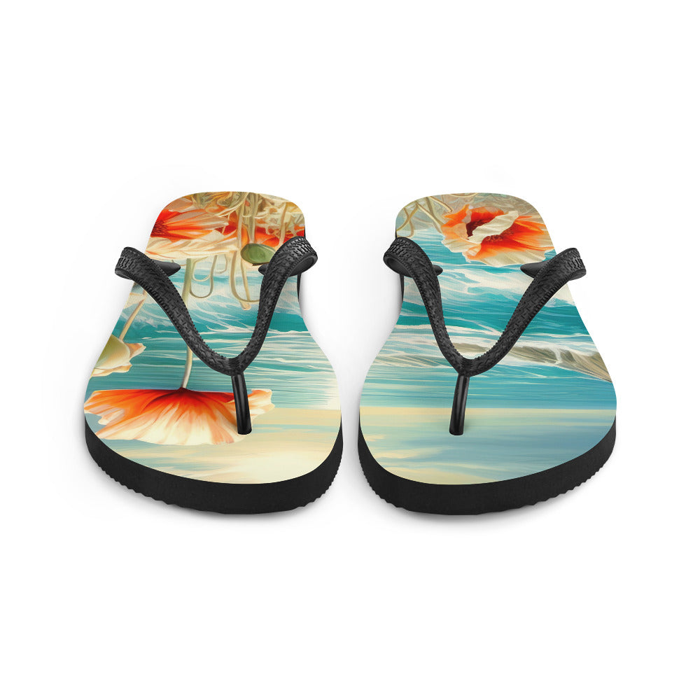 Blumen, Meer und Sonne - Malerei - Flip Flops camping xxx