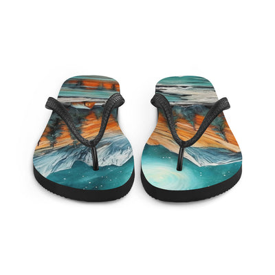 Berglandschaft und Zelte - Nachtstimmung - Landschaftsmalerei - Flip Flops camping xxx