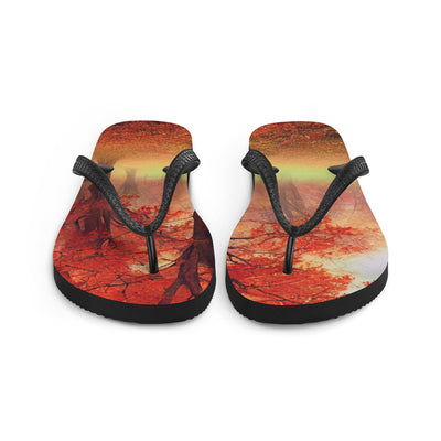 Wald im Herbst - Rote Herbstblätter - Flip Flops camping xxx