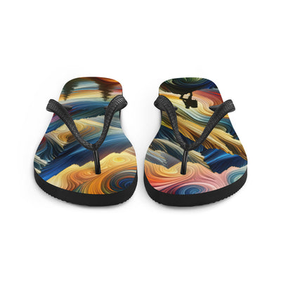 Abstraktes Kunstgemälde der Alpen mit wirbelnden, lebendigen Farben und dynamischen Mustern. Wanderer Silhouette - Sublimation Flip wandern xxx yyy zzz