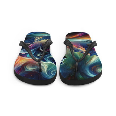 Abstrakte Kunst, die majestätischen Alpen mit Farben und komplizierten Mustern darstellt. Markante Bären Silhouette - Sublimation Flip camping xxx yyy zzz