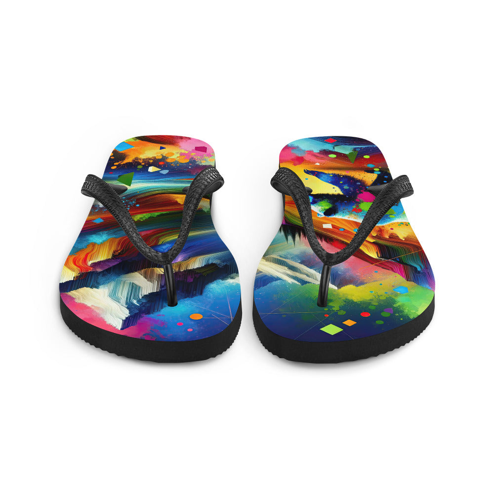 Neonfarbener Alpen Bär in abstrakten geometrischen Formen - Flip Flops camping xxx yyy zzz