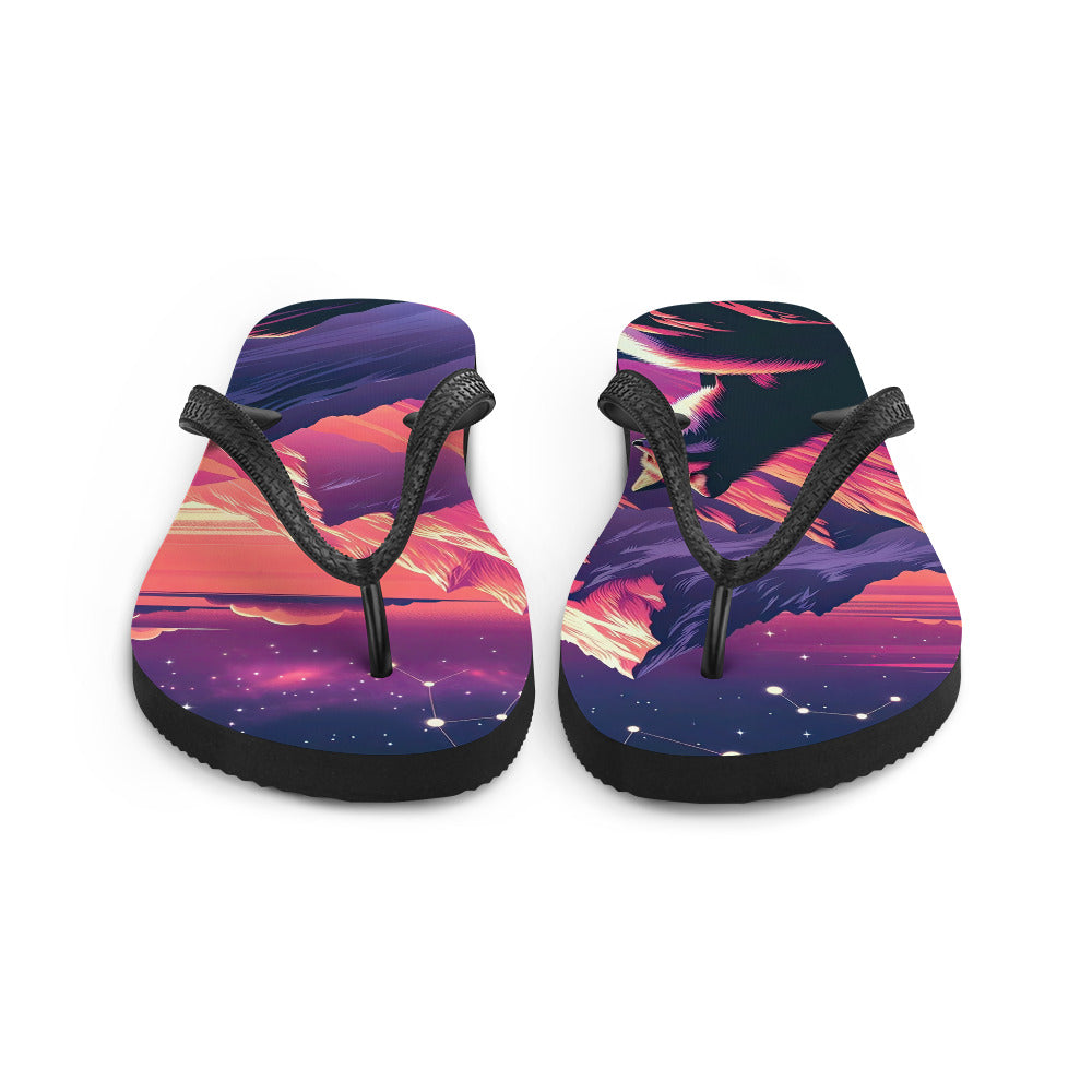 Fuchs im dramatischen Sonnenuntergang: Digitale Bergillustration in Abendfarben - Flip Flops camping xxx yyy zzz