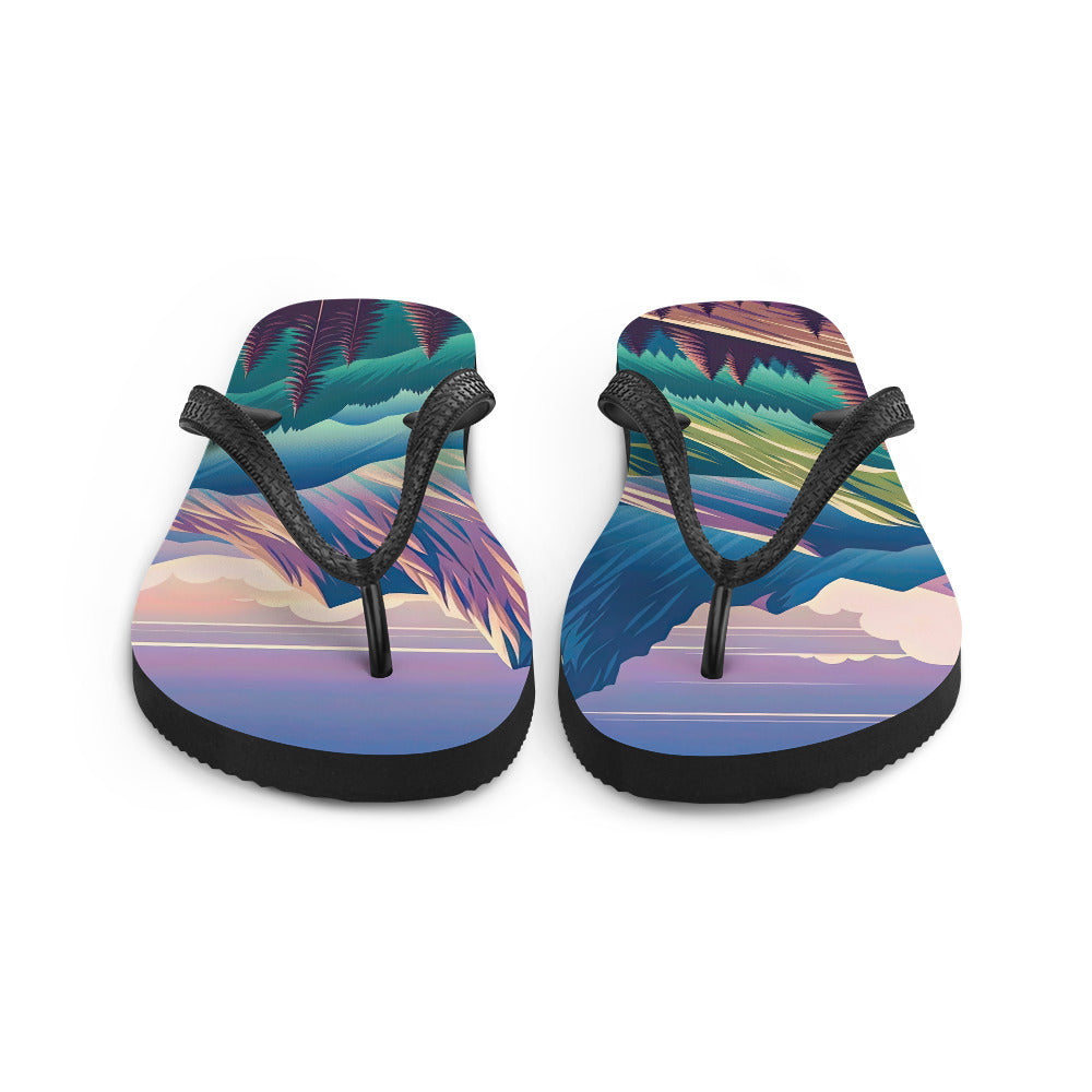 Harmonische Berglandschaft mit Schweizer Flagge auf Gipfel - Flip Flops berge xxx yyy zzz